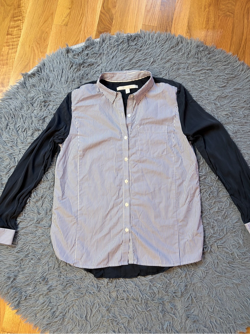 Nordstrom Collection Navy StripedButton Down Shirt Size M
